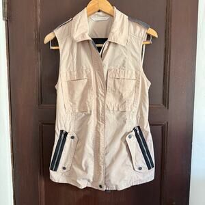 LE MOULIN | Ecole Paris | Khaki and Navy Blue Cotton Utility Safari Vest Medium